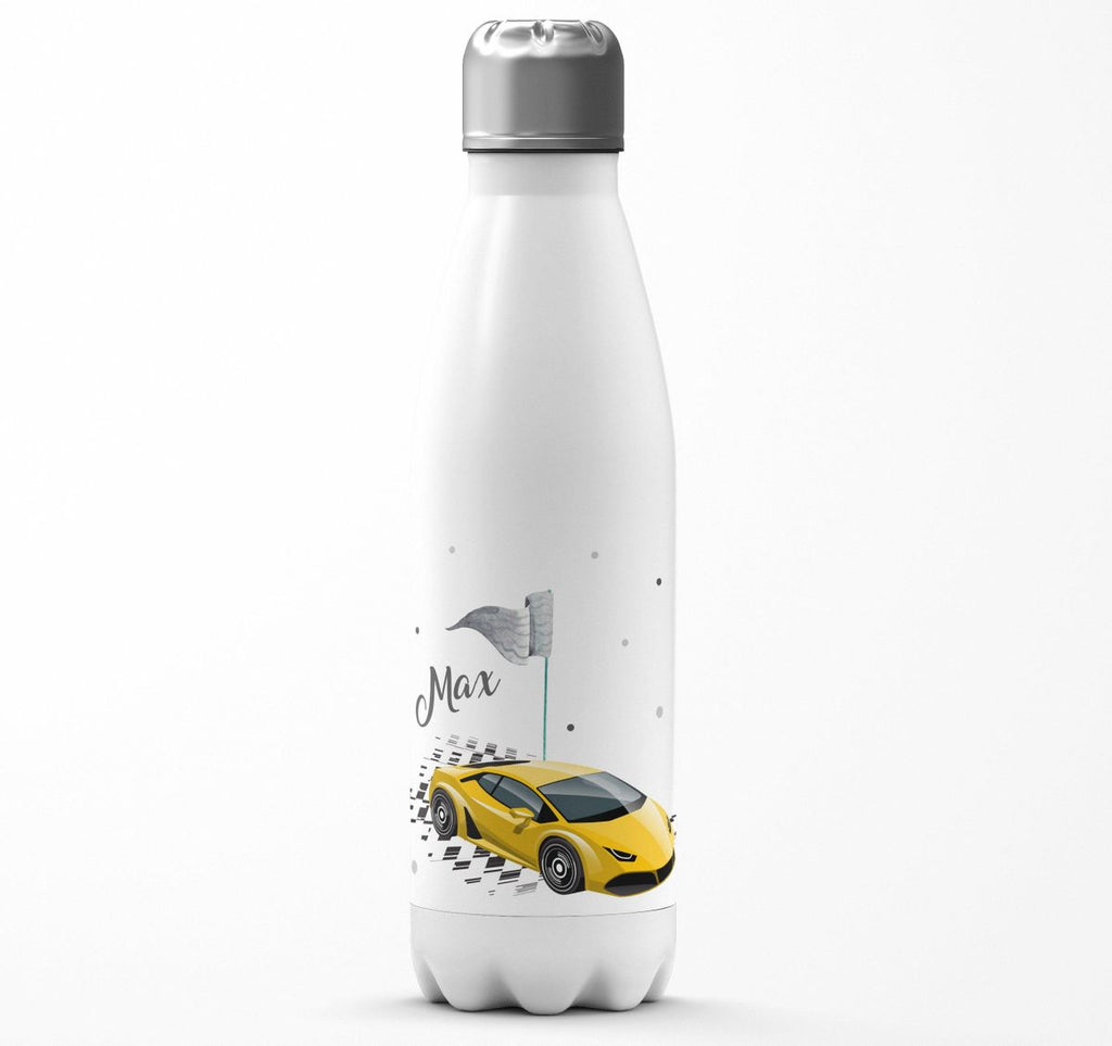 Thermo Trinkflasche Schnelles Rennauto personalisiert mit Wunschname - von Mikalino