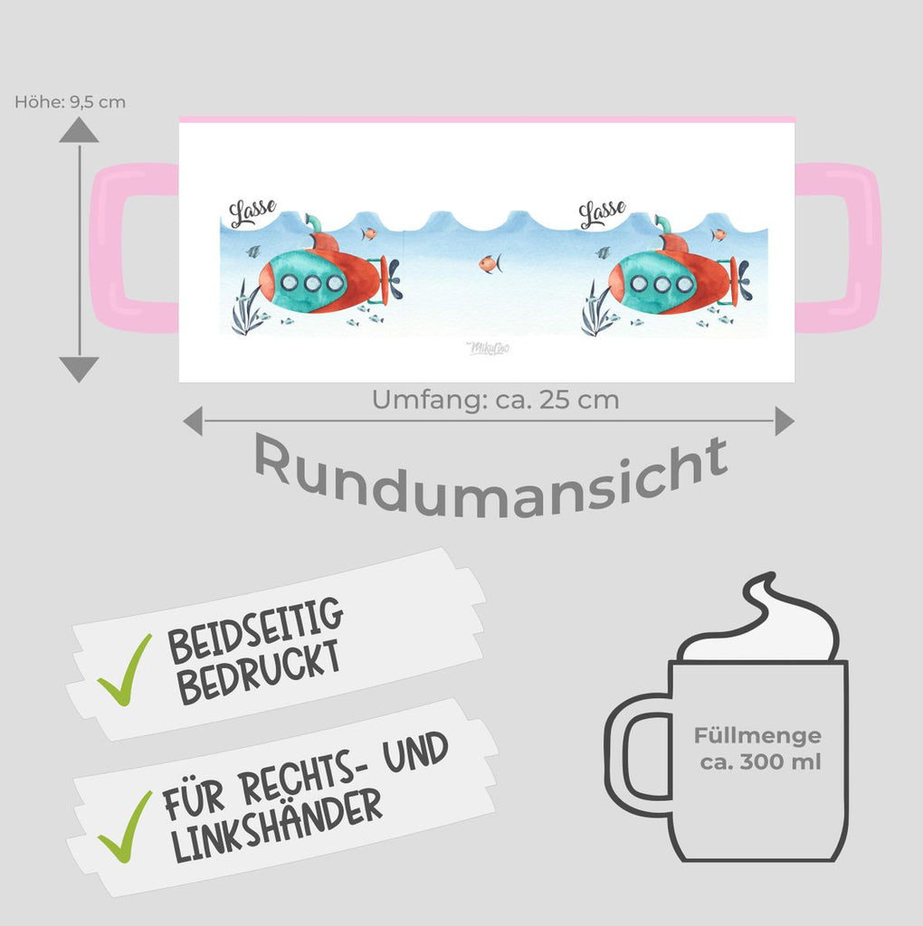 Keramik Tasse U-Boot im Meer personalisiert mit Wunschname - von Mikalino