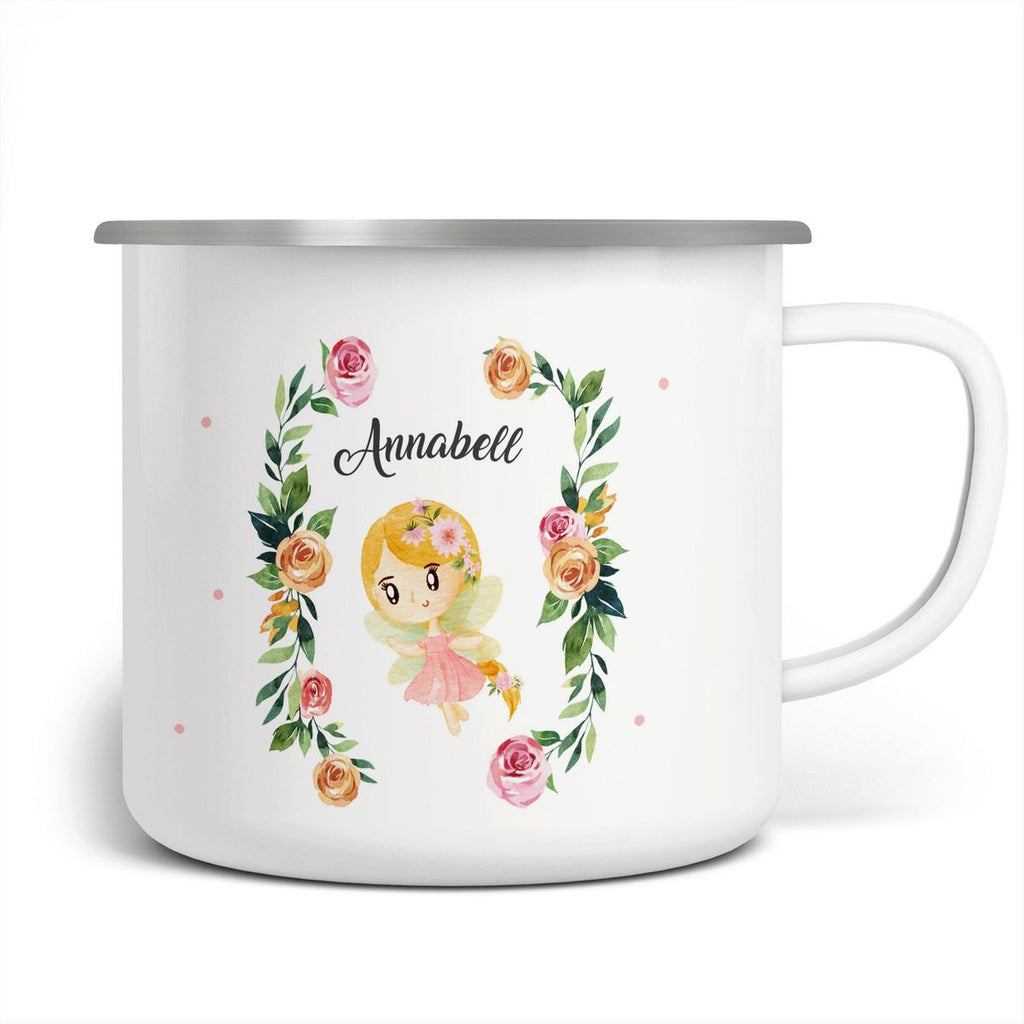 Emaille Tasse Blumenfee personalisiert mit Wunschname - von Mikalino