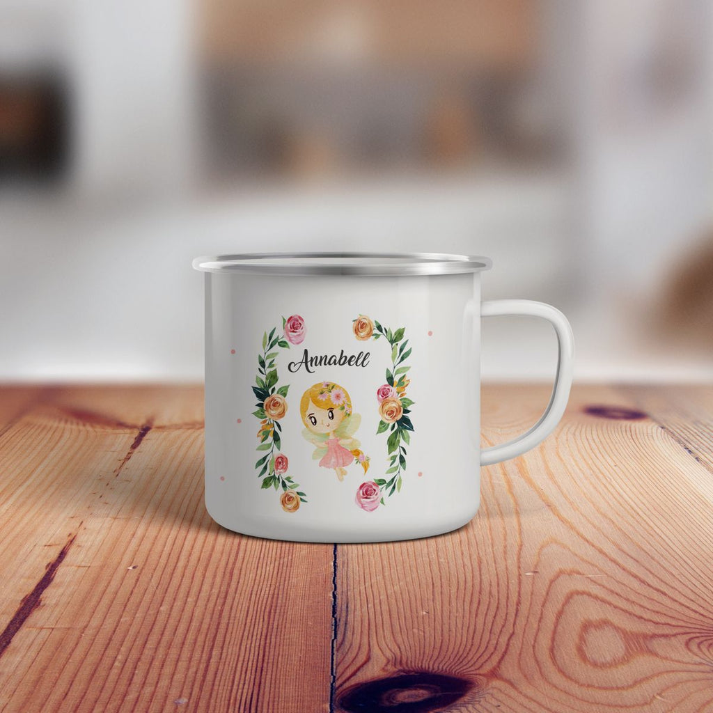 Emaille Tasse Blumenfee personalisiert mit Wunschname - von Mikalino