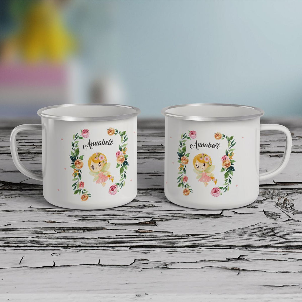 Emaille Tasse Blumenfee personalisiert mit Wunschname - von Mikalino