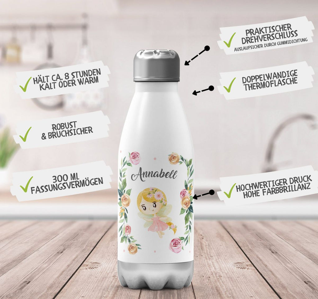 Thermo Trinkflasche Blumenfee personalisiert mit Wunschname - von Mikalino