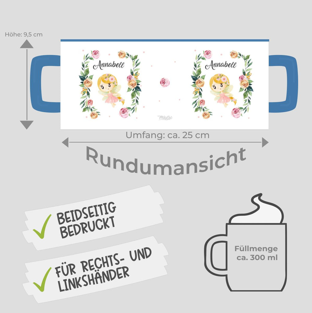 Keramik Tasse Blumenfee personalisiert mit Wunschname - von Mikalino