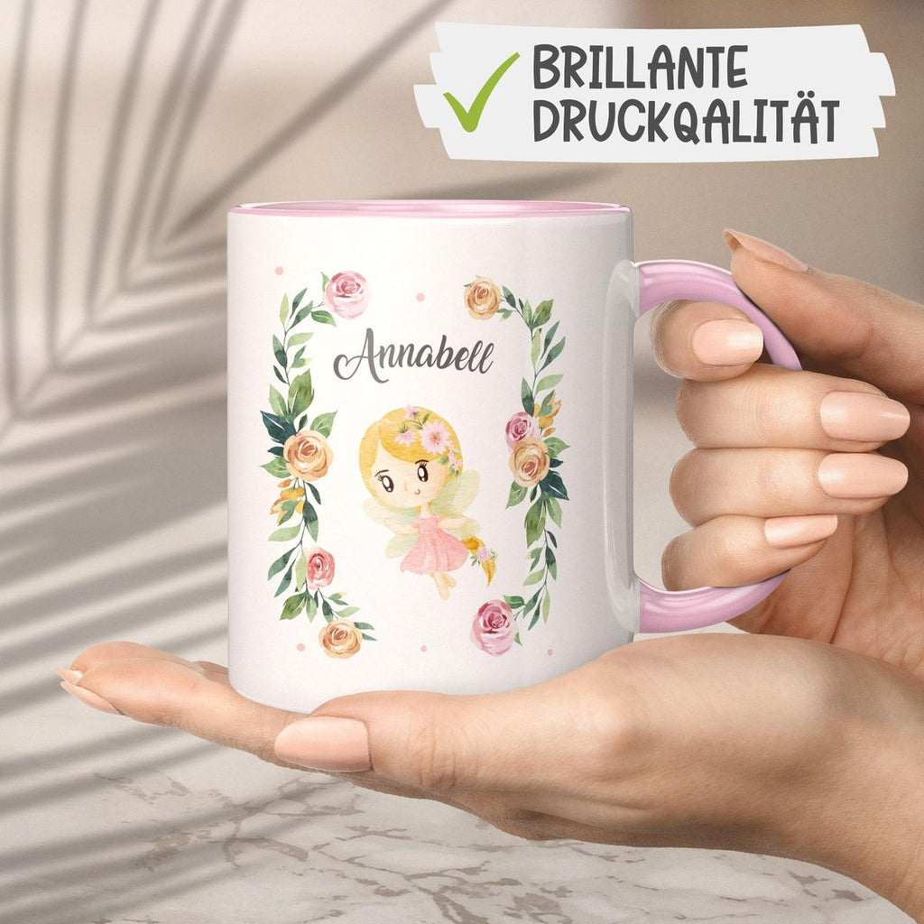 Keramik Tasse Blumenfee personalisiert mit Wunschname - von Mikalino