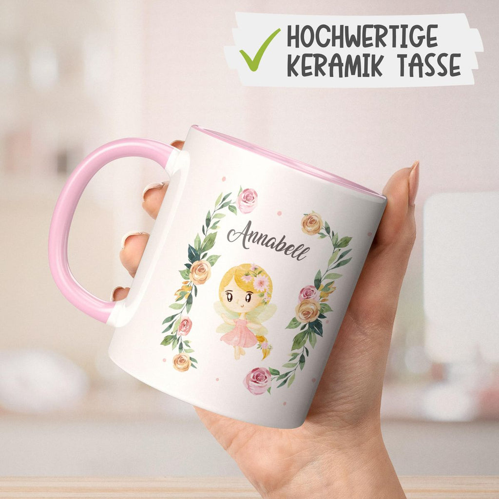 Keramik Tasse Blumenfee personalisiert mit Wunschname - von Mikalino