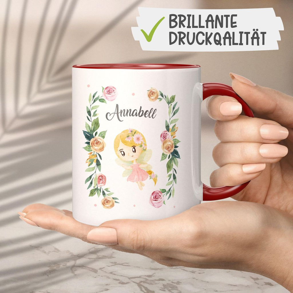 Keramik Tasse Blumenfee personalisiert mit Wunschname - von Mikalino