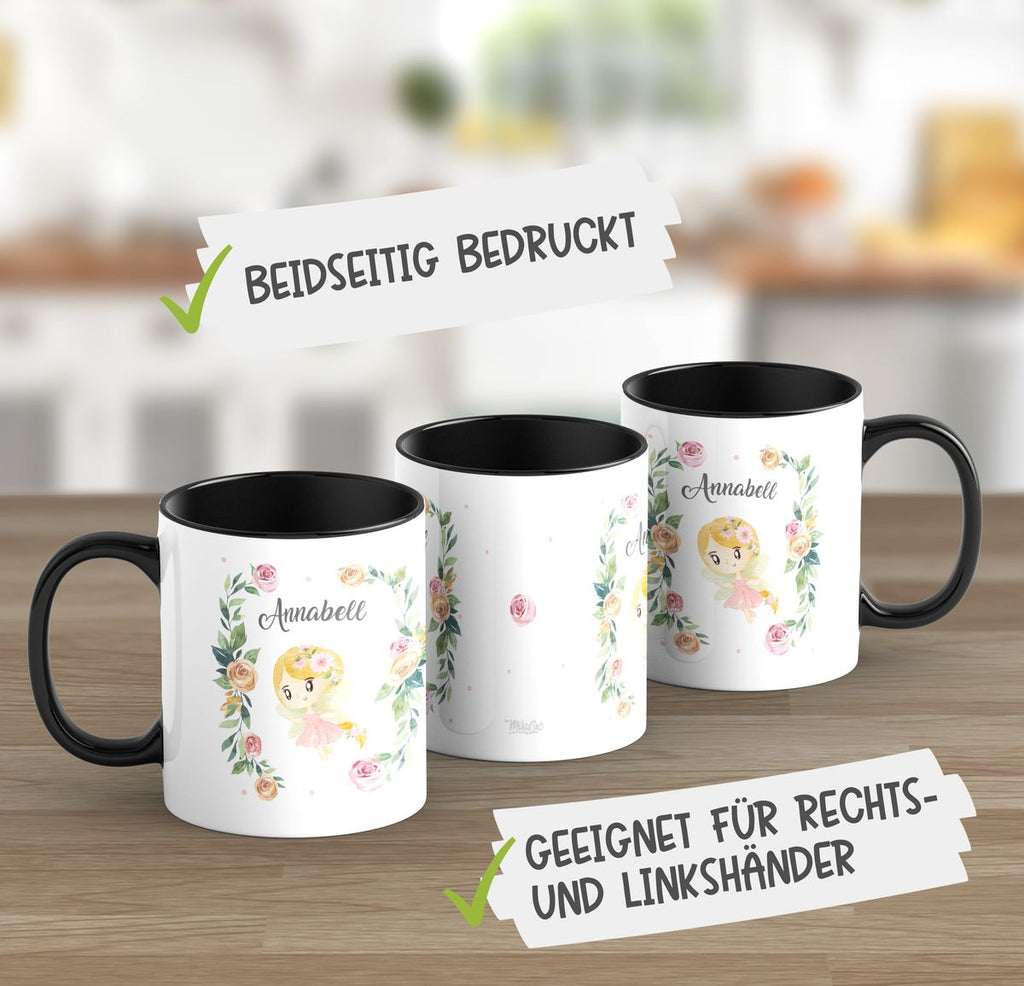 Keramik Tasse Blumenfee personalisiert mit Wunschname - von Mikalino