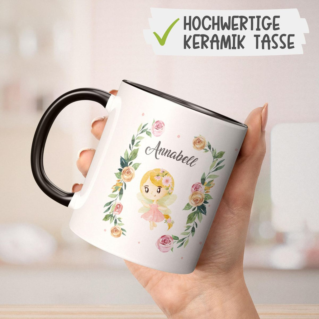 Keramik Tasse Blumenfee personalisiert mit Wunschname - von Mikalino