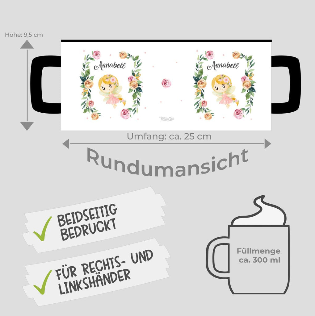 Keramik Tasse Blumenfee personalisiert mit Wunschname - von Mikalino