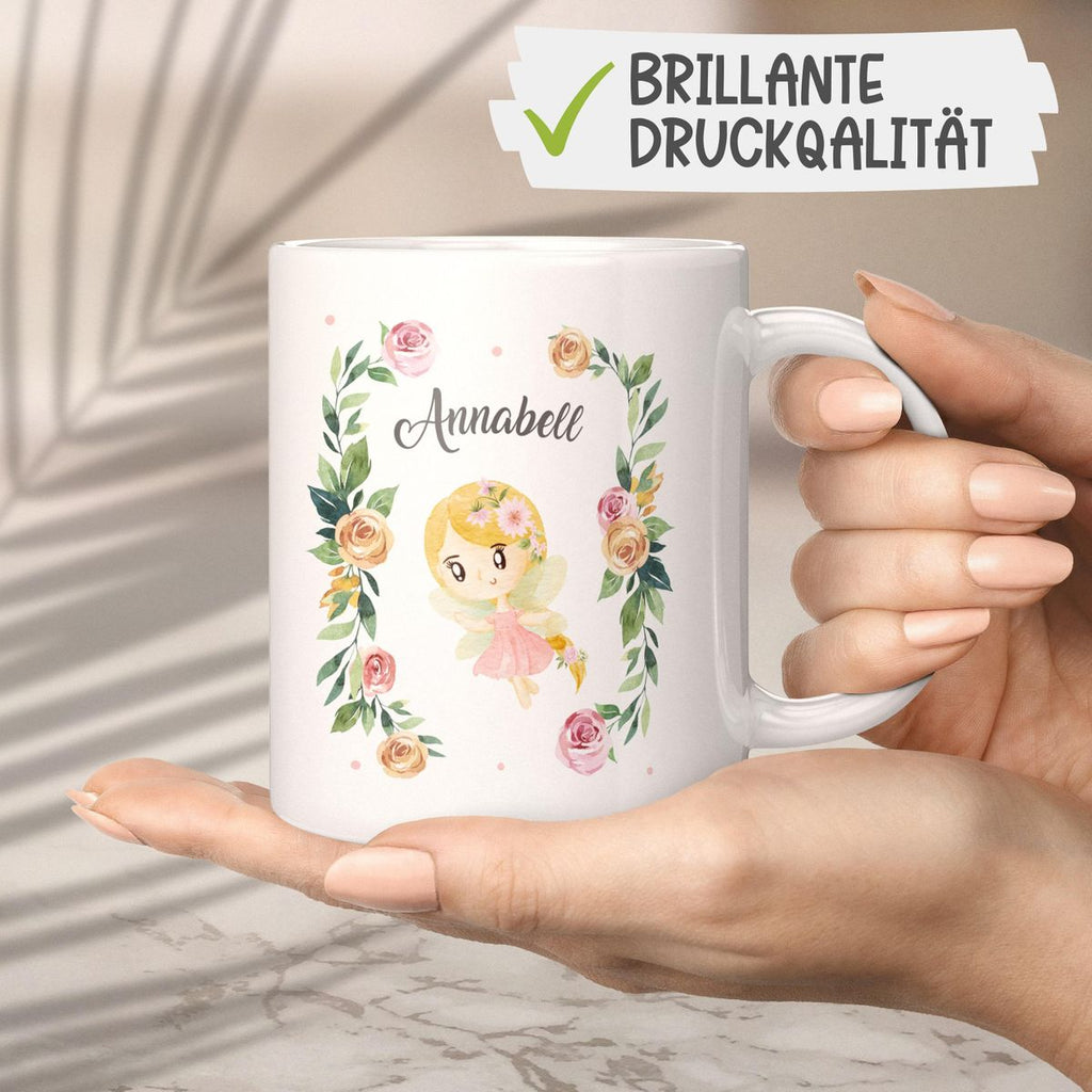 Keramik Tasse Blumenfee personalisiert mit Wunschname - von Mikalino