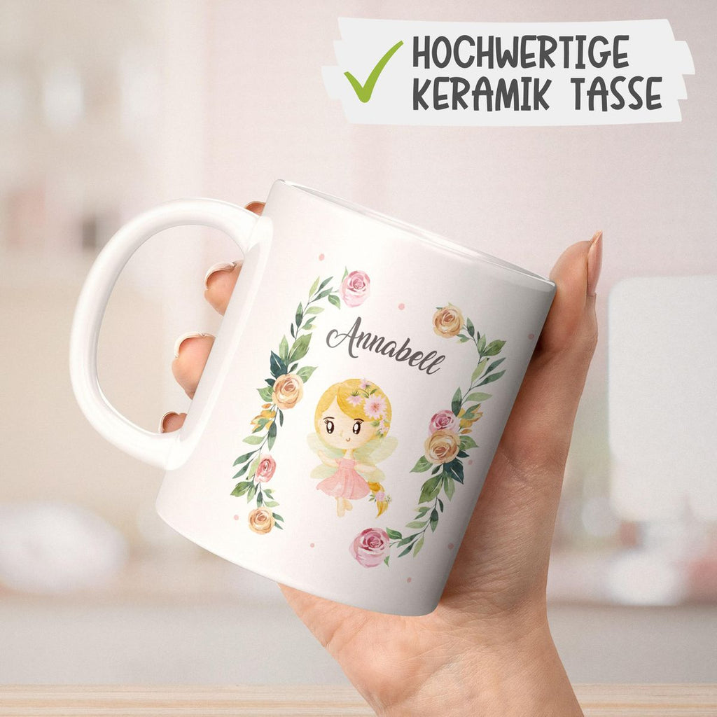 Keramik Tasse Blumenfee personalisiert mit Wunschname - von Mikalino