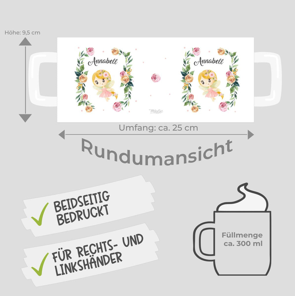 Keramik Tasse Blumenfee personalisiert mit Wunschname - von Mikalino