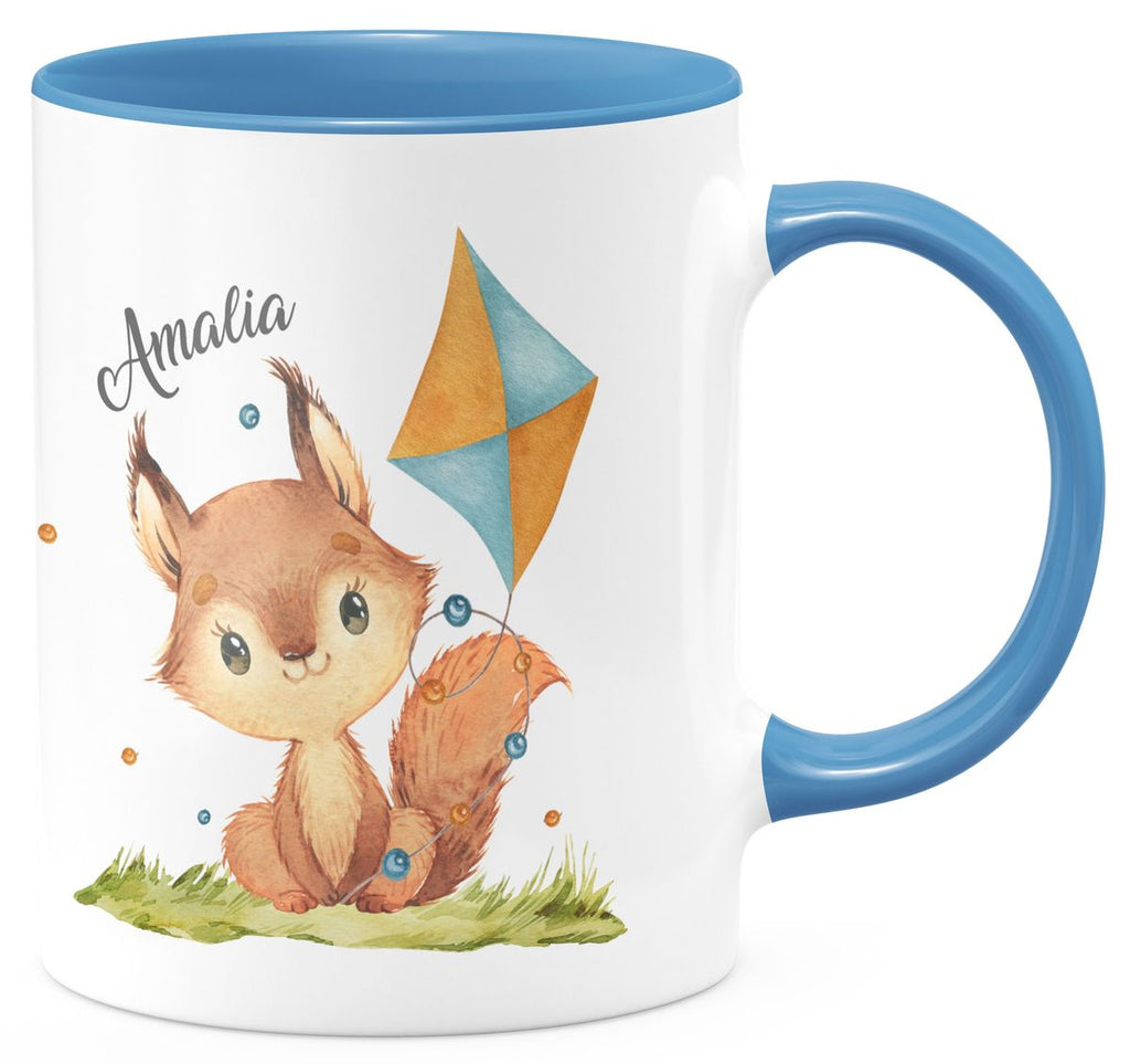 Keramik Tasse Eichhörnchen mit Drache personalisiert mit Wunschname - von Mikalino