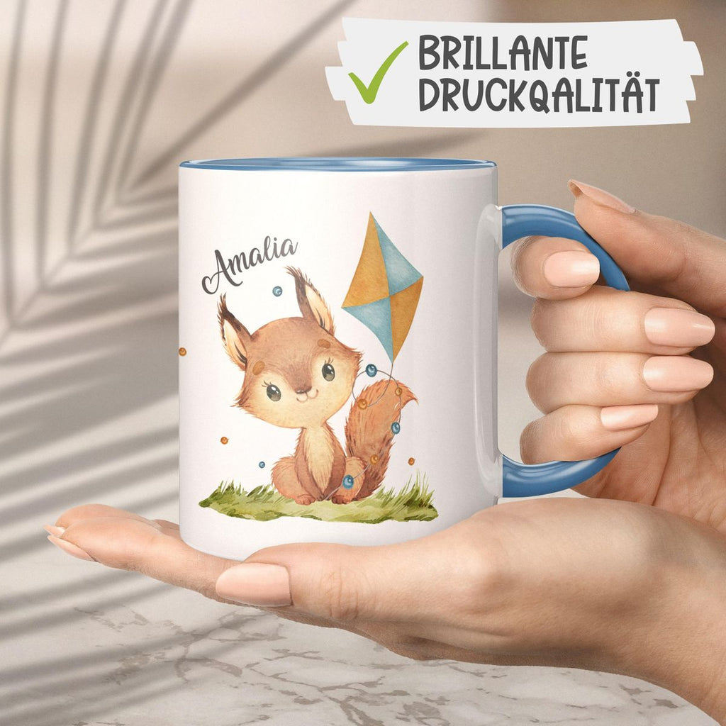 Keramik Tasse Eichhörnchen mit Drache personalisiert mit Wunschname - von Mikalino