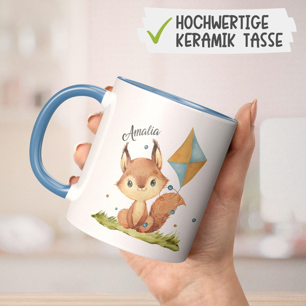 Keramik Tasse Eichhörnchen mit Drache personalisiert mit Wunschname - von Mikalino