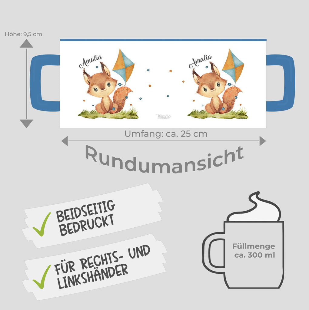 Keramik Tasse Eichhörnchen mit Drache personalisiert mit Wunschname - von Mikalino