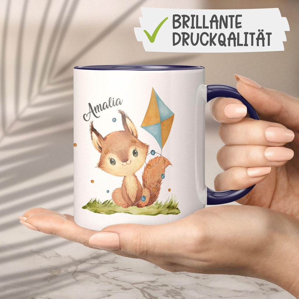 Keramik Tasse Eichhörnchen mit Drache personalisiert mit Wunschname - von Mikalino