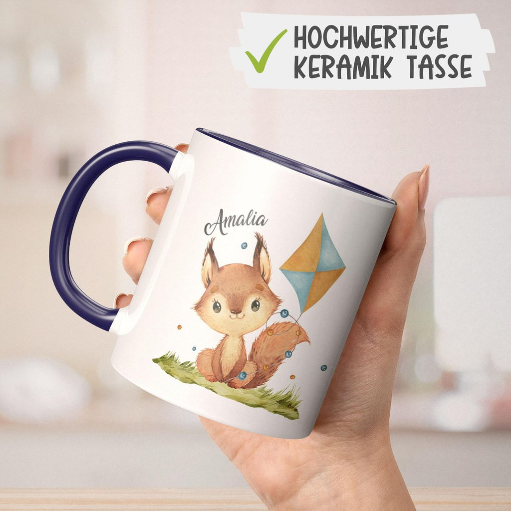 Keramik Tasse Eichhörnchen mit Drache personalisiert mit Wunschname - von Mikalino