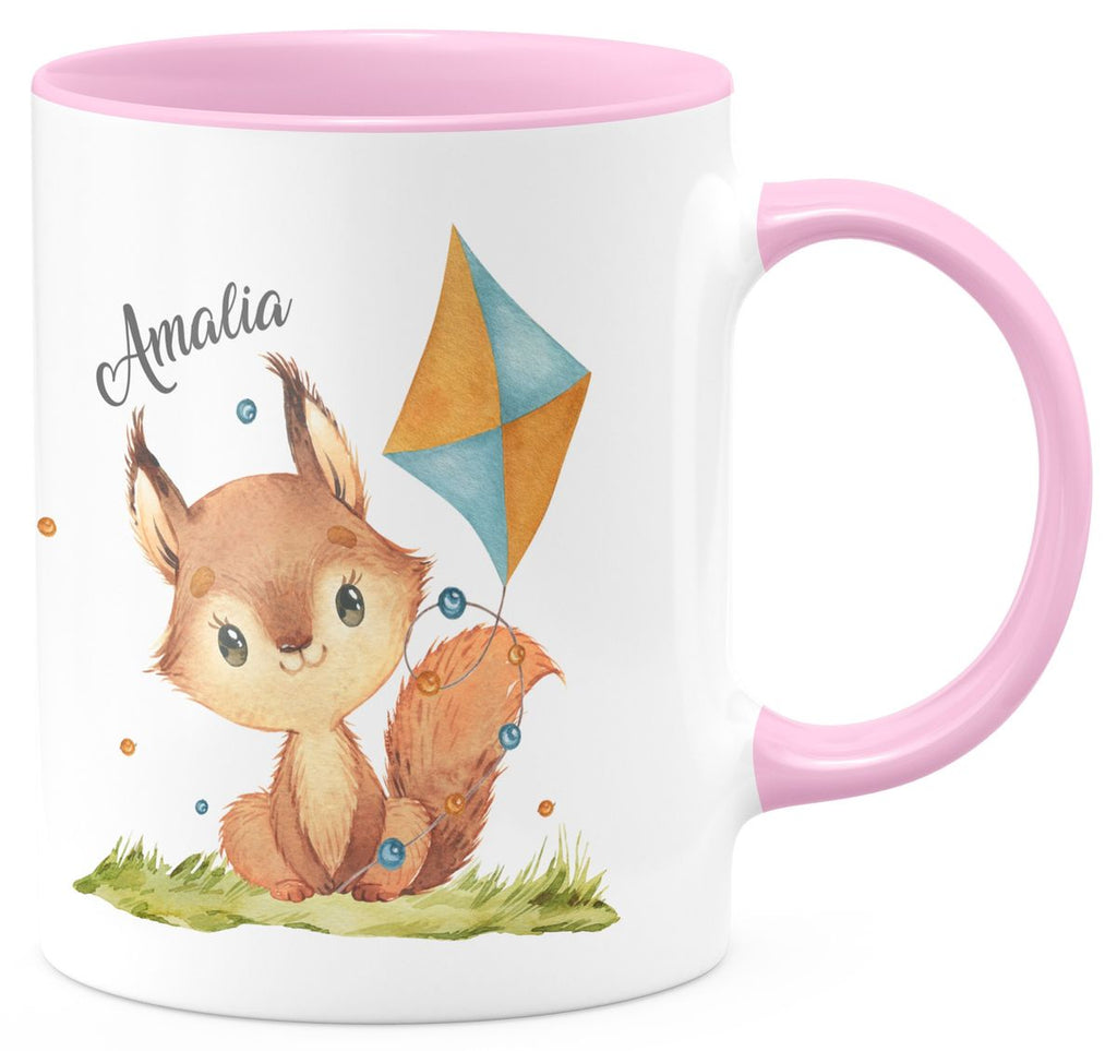 Keramik Tasse Eichhörnchen mit Drache personalisiert mit Wunschname - von Mikalino