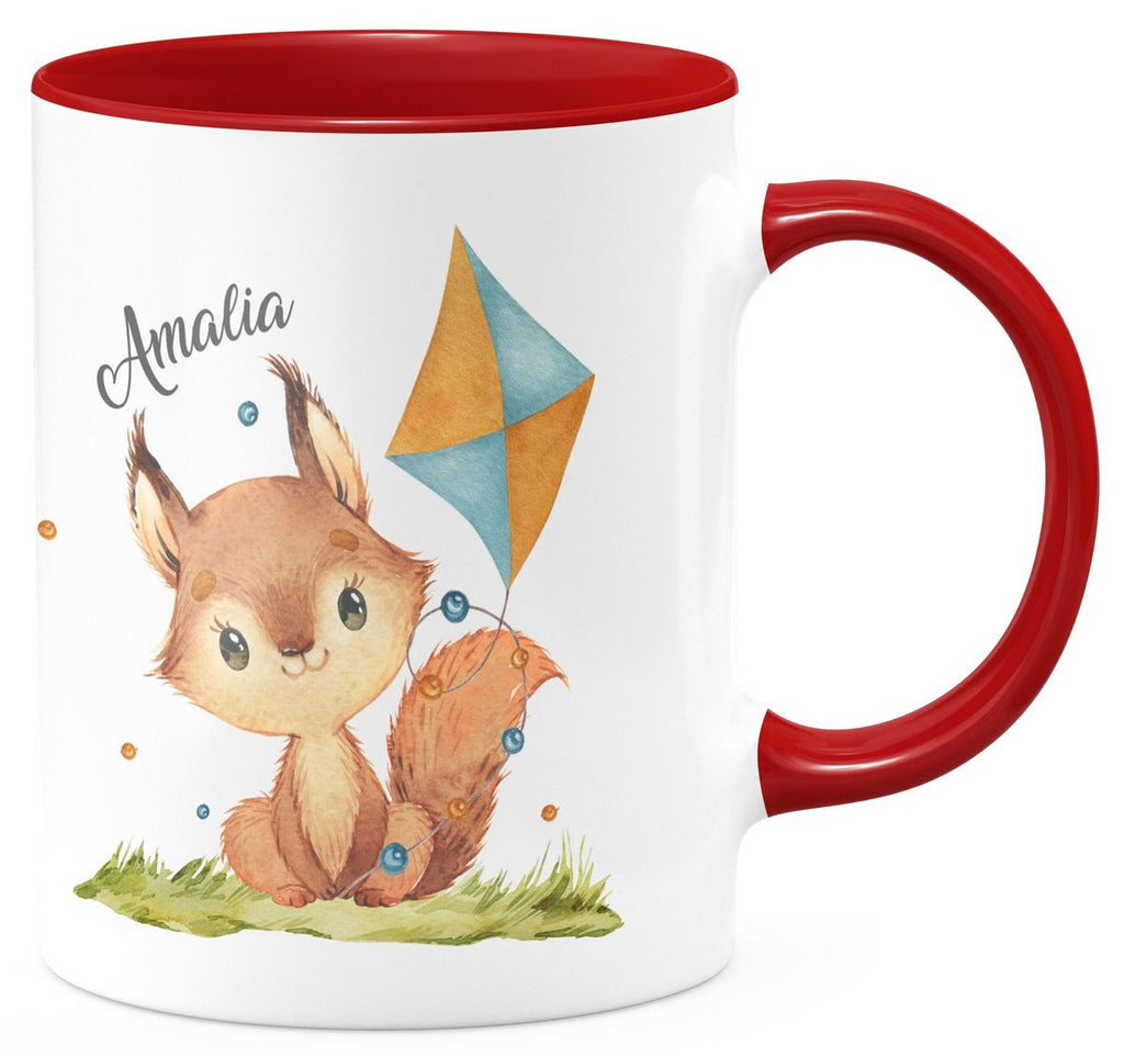 Keramik Tasse Eichhörnchen mit Drache personalisiert mit Wunschname - von Mikalino