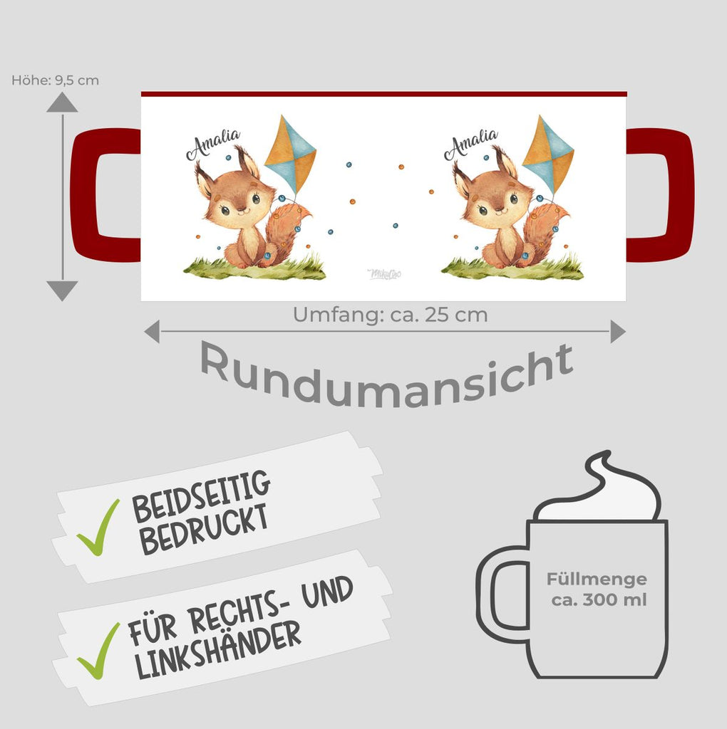 Keramik Tasse Eichhörnchen mit Drache personalisiert mit Wunschname - von Mikalino