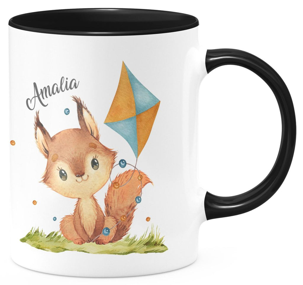 Keramik Tasse Eichhörnchen mit Drache personalisiert mit Wunschname - von Mikalino