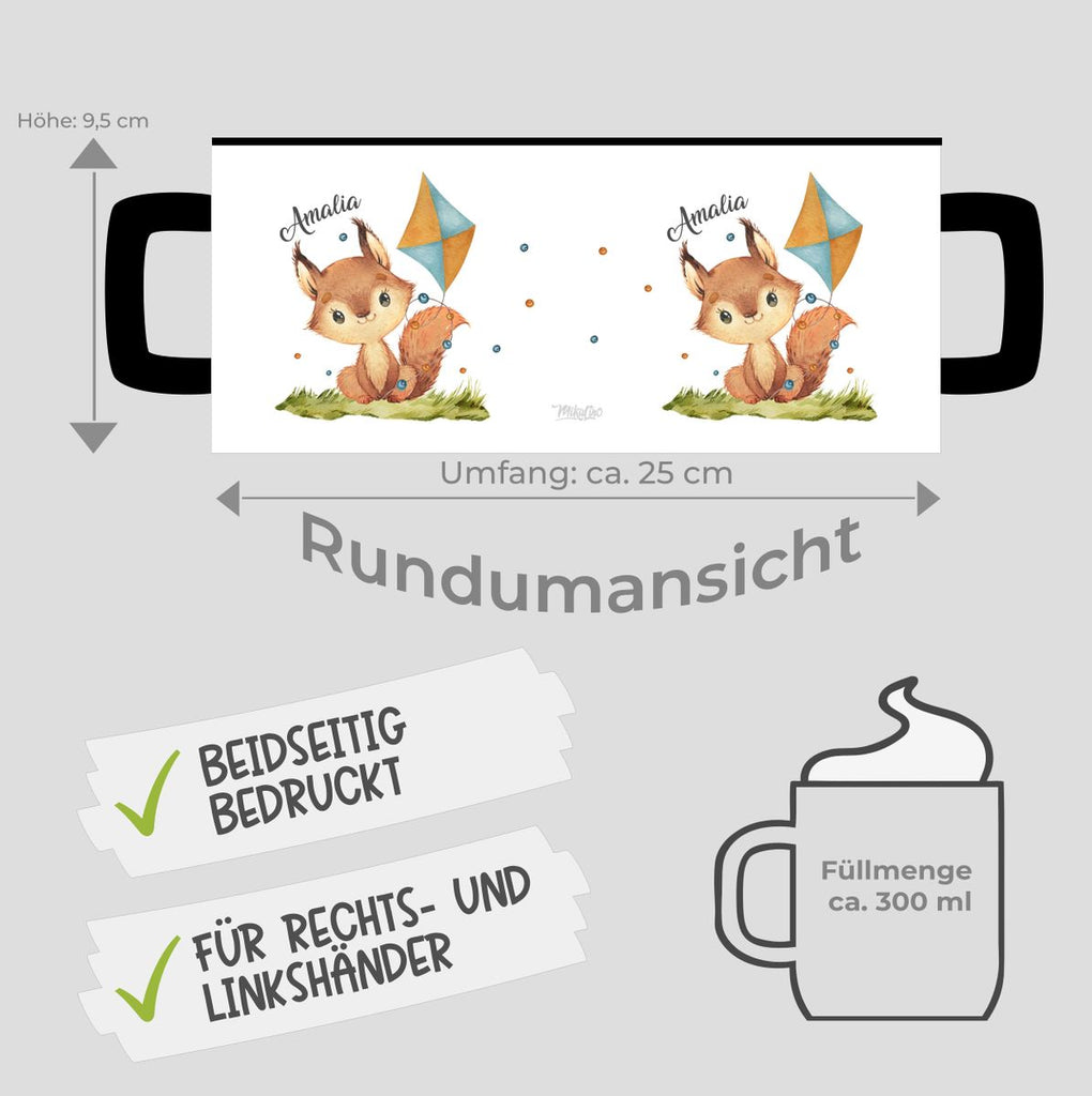 Keramik Tasse Eichhörnchen mit Drache personalisiert mit Wunschname - von Mikalino