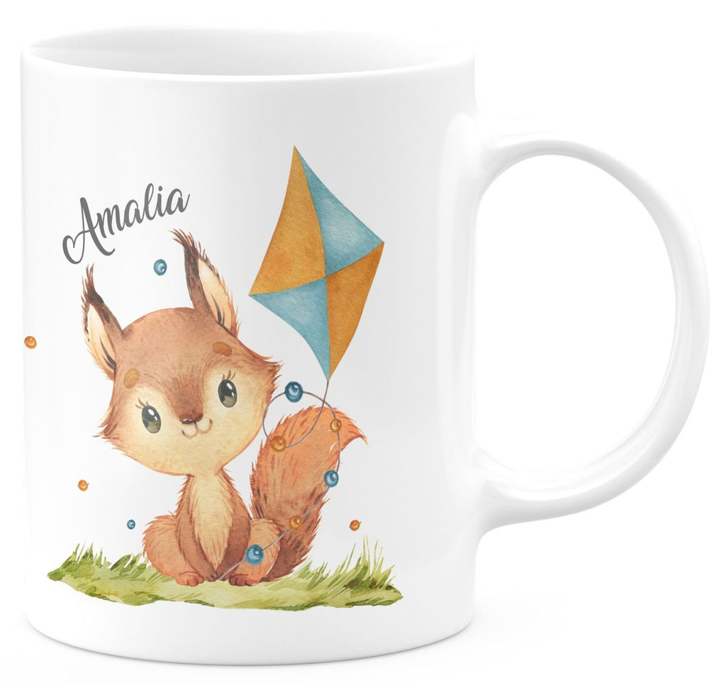 Keramik Tasse Eichhörnchen mit Drache personalisiert mit Wunschname - von Mikalino