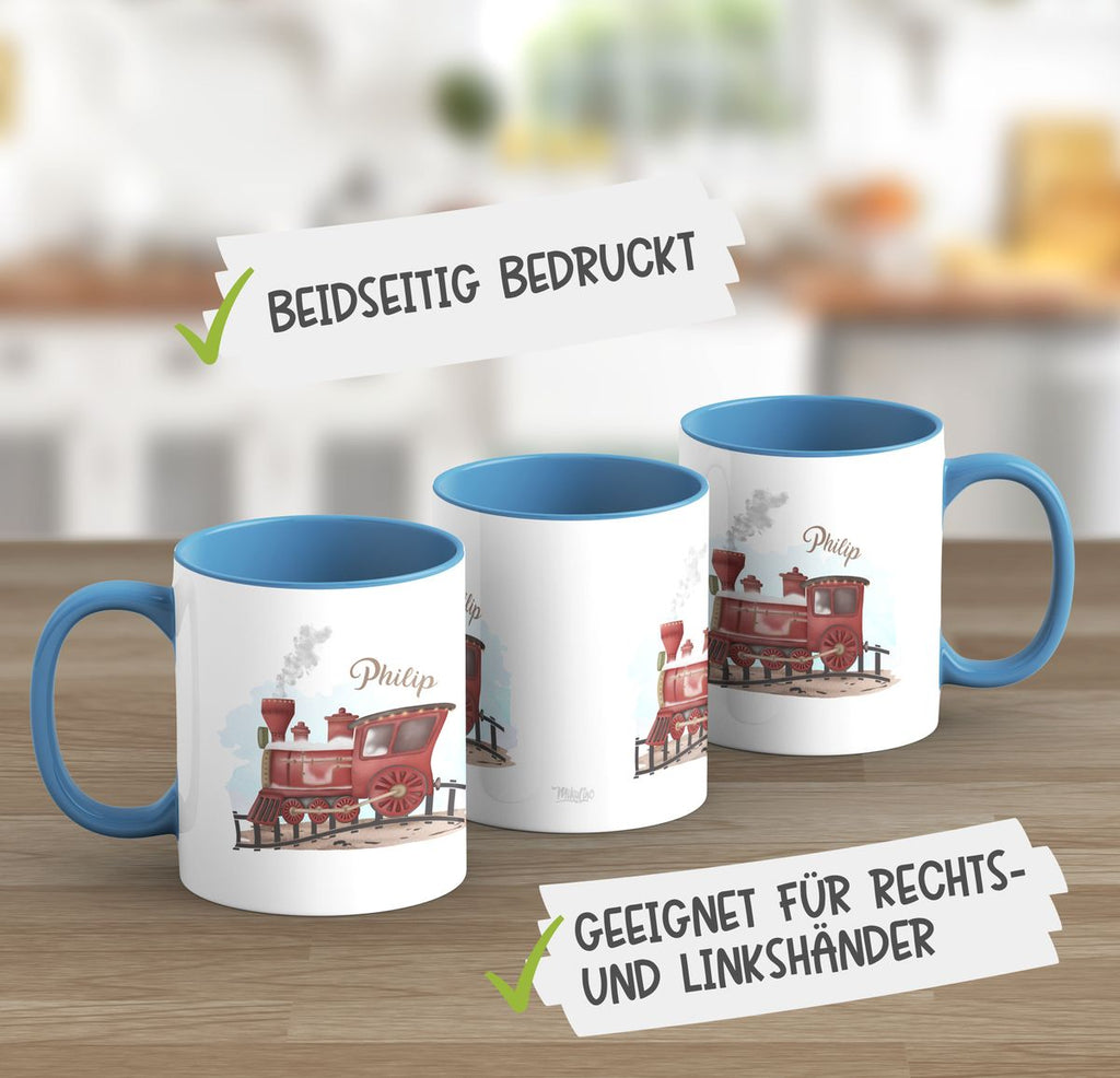 Keramik Tasse Dampflok personalisiert mit Wunschname - von Mikalino