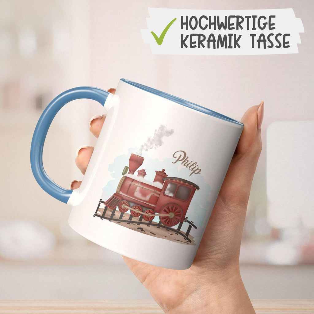 Keramik Tasse Dampflok personalisiert mit Wunschname - von Mikalino