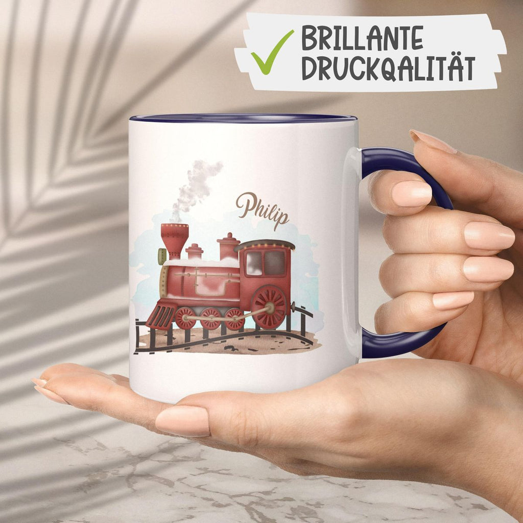 Keramik Tasse Dampflok personalisiert mit Wunschname - von Mikalino