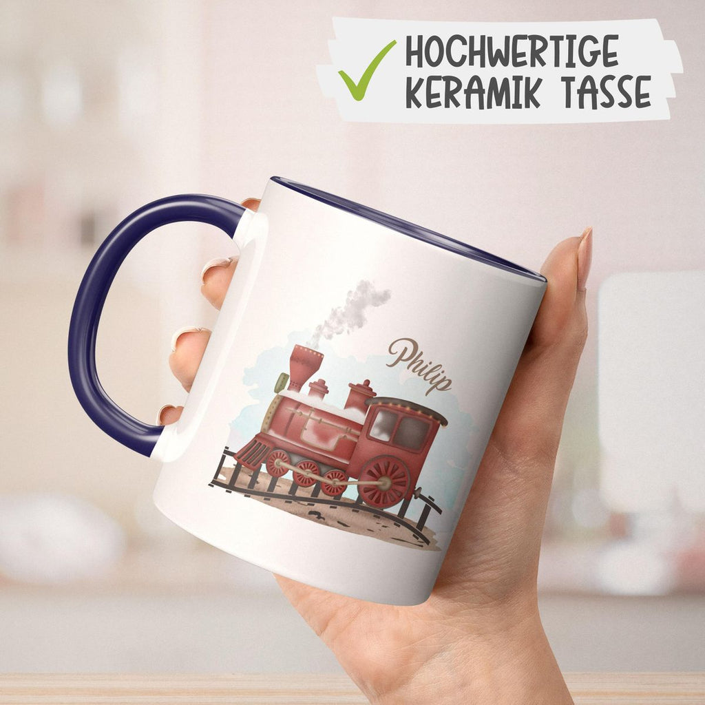 Keramik Tasse Dampflok personalisiert mit Wunschname - von Mikalino