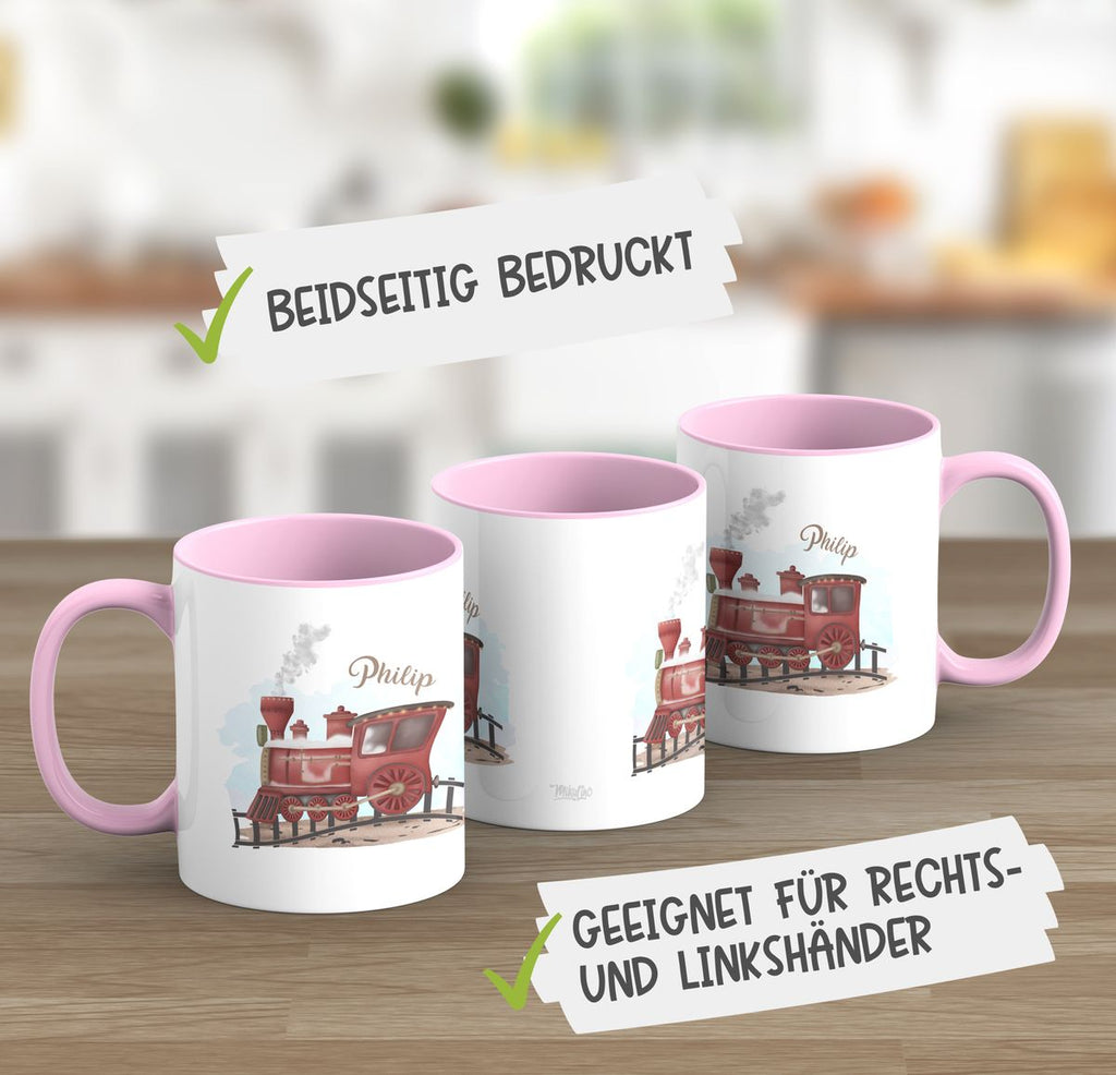 Keramik Tasse Dampflok personalisiert mit Wunschname - von Mikalino