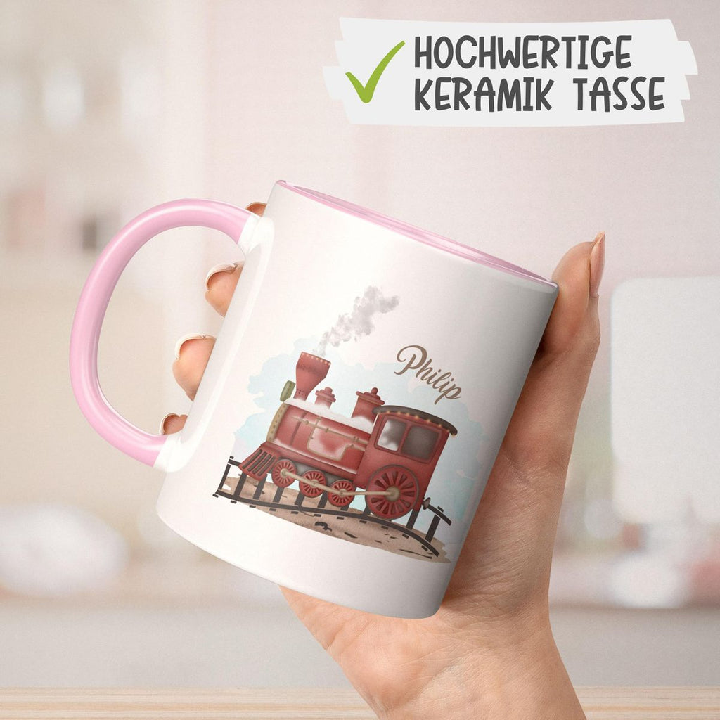 Keramik Tasse Dampflok personalisiert mit Wunschname - von Mikalino