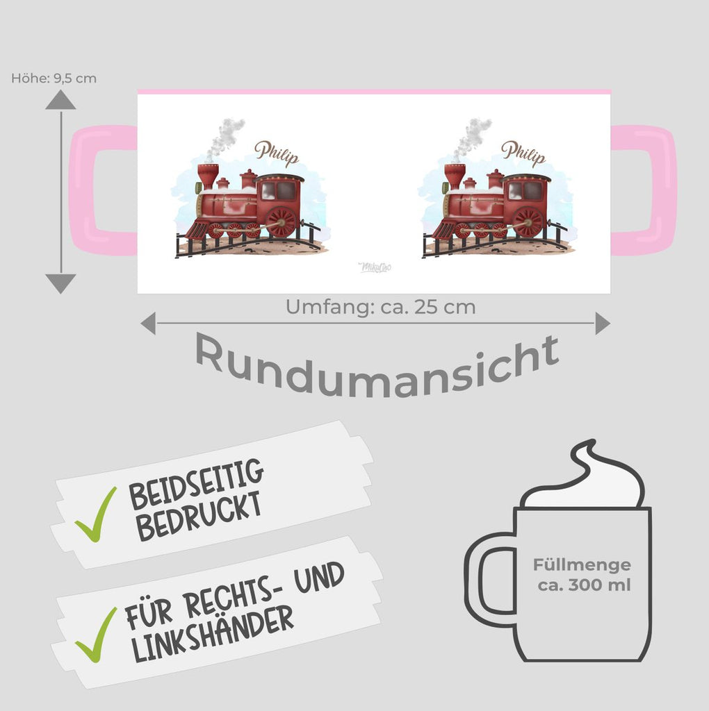 Keramik Tasse Dampflok personalisiert mit Wunschname - von Mikalino