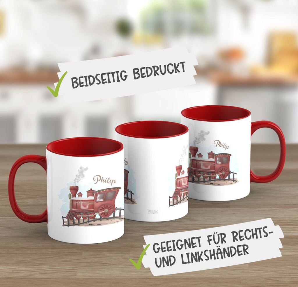 Keramik Tasse Dampflok personalisiert mit Wunschname - von Mikalino