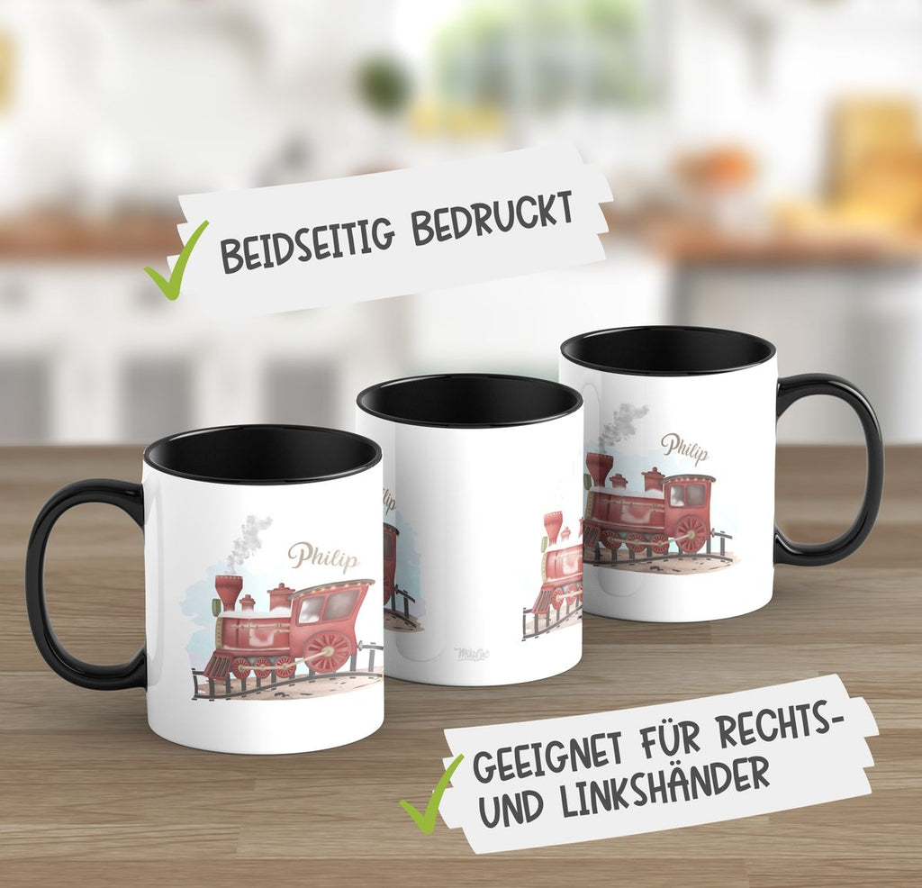 Keramik Tasse Dampflok personalisiert mit Wunschname - von Mikalino