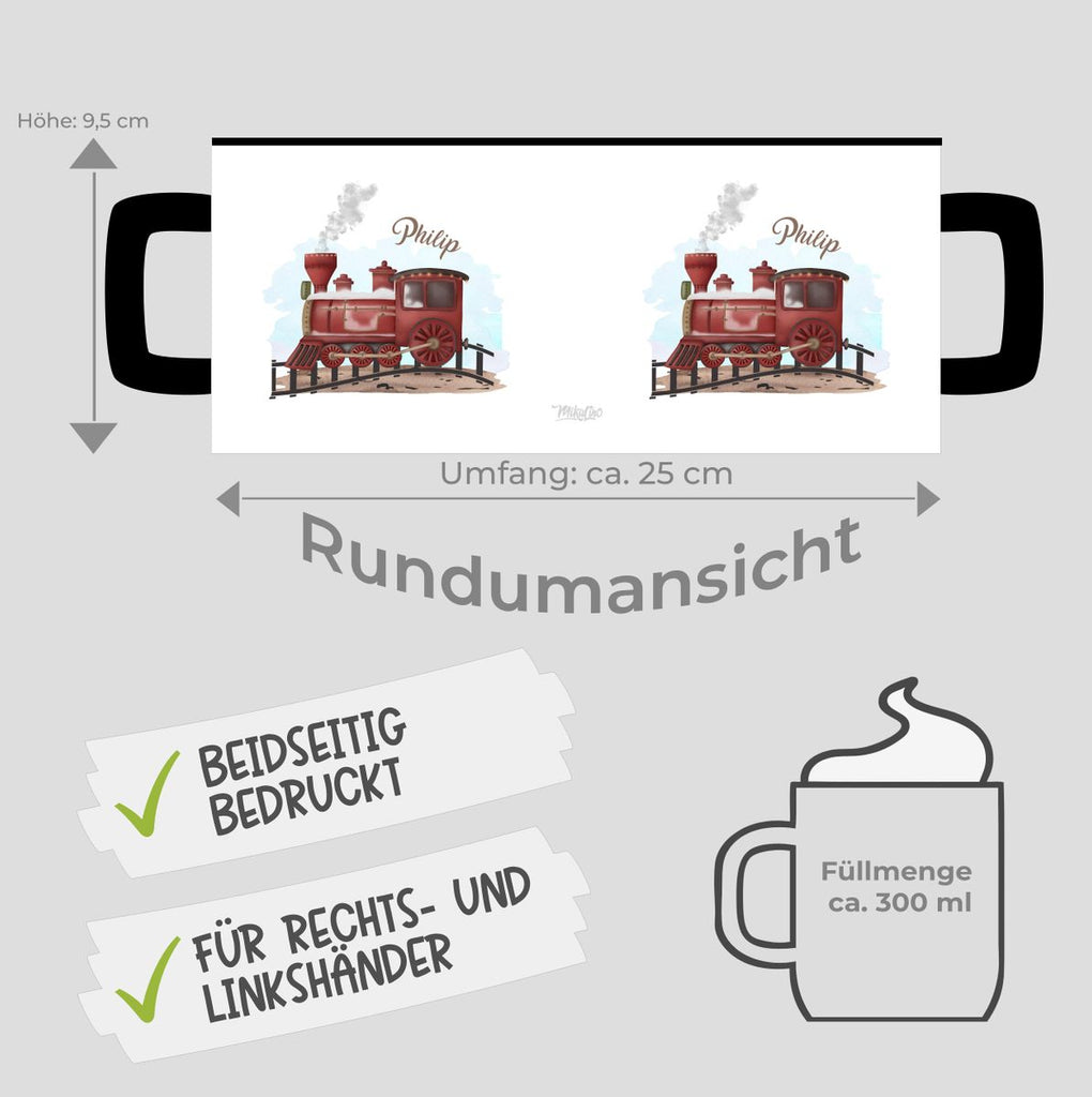 Keramik Tasse Dampflok personalisiert mit Wunschname - von Mikalino