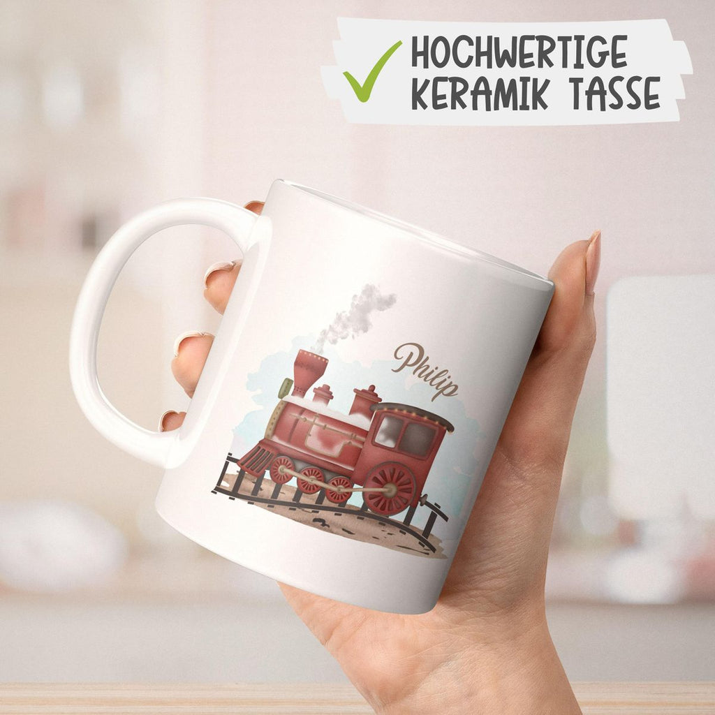 Keramik Tasse Dampflok personalisiert mit Wunschname - von Mikalino