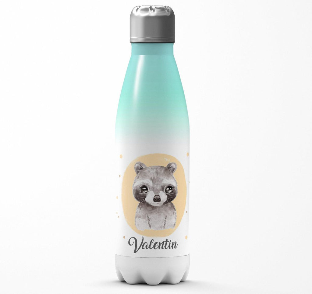 Thermo Trinkflasche Kleiner Waschbär personalisiert mit Wunschname - von Mikalino