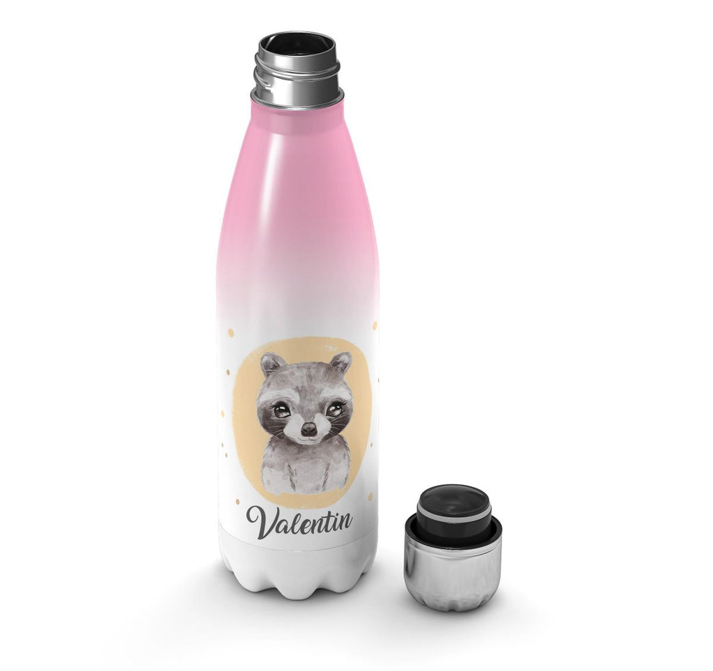 Thermo Trinkflasche Kleiner Waschbär personalisiert mit Wunschname - von Mikalino