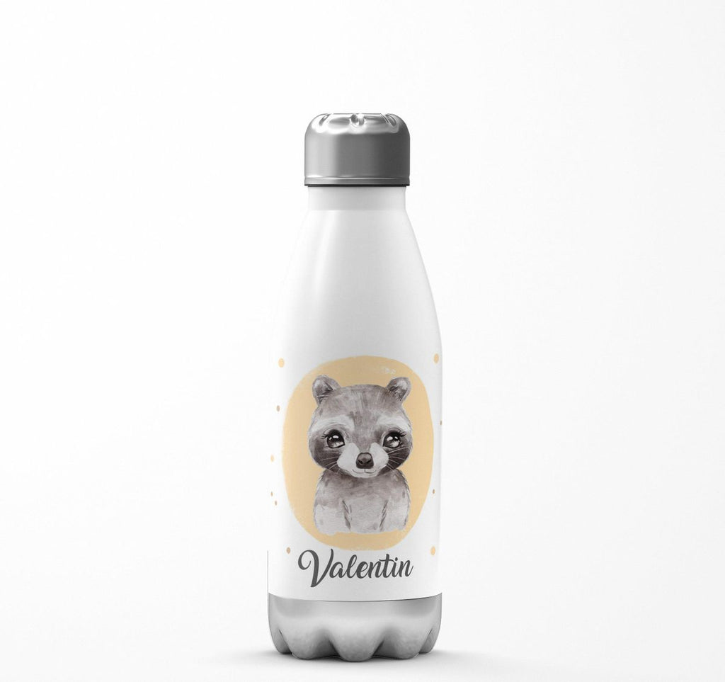 Thermo Trinkflasche Kleiner Waschbär personalisiert mit Wunschname - von Mikalino