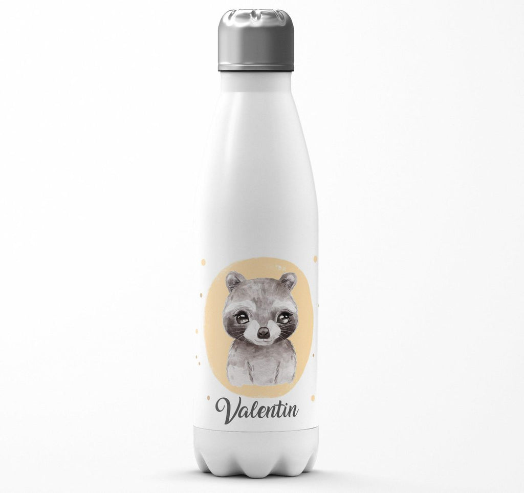 Thermo Trinkflasche Kleiner Waschbär personalisiert mit Wunschname - von Mikalino