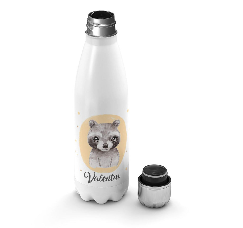 Thermo Trinkflasche Kleiner Waschbär personalisiert mit Wunschname - von Mikalino