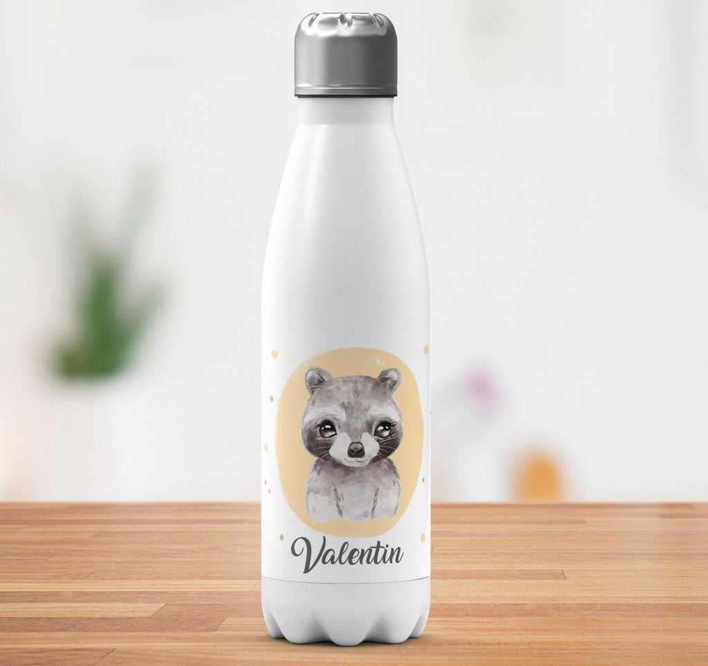 Thermo Trinkflasche Kleiner Waschbär personalisiert mit Wunschname - von Mikalino