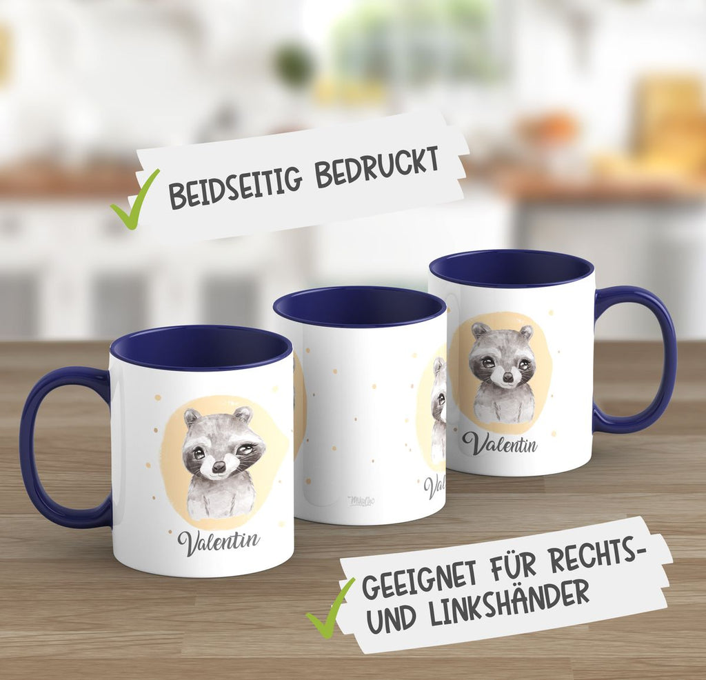 Keramik Tasse Kleiner Waschbär personalisiert mit Wunschname - von Mikalino