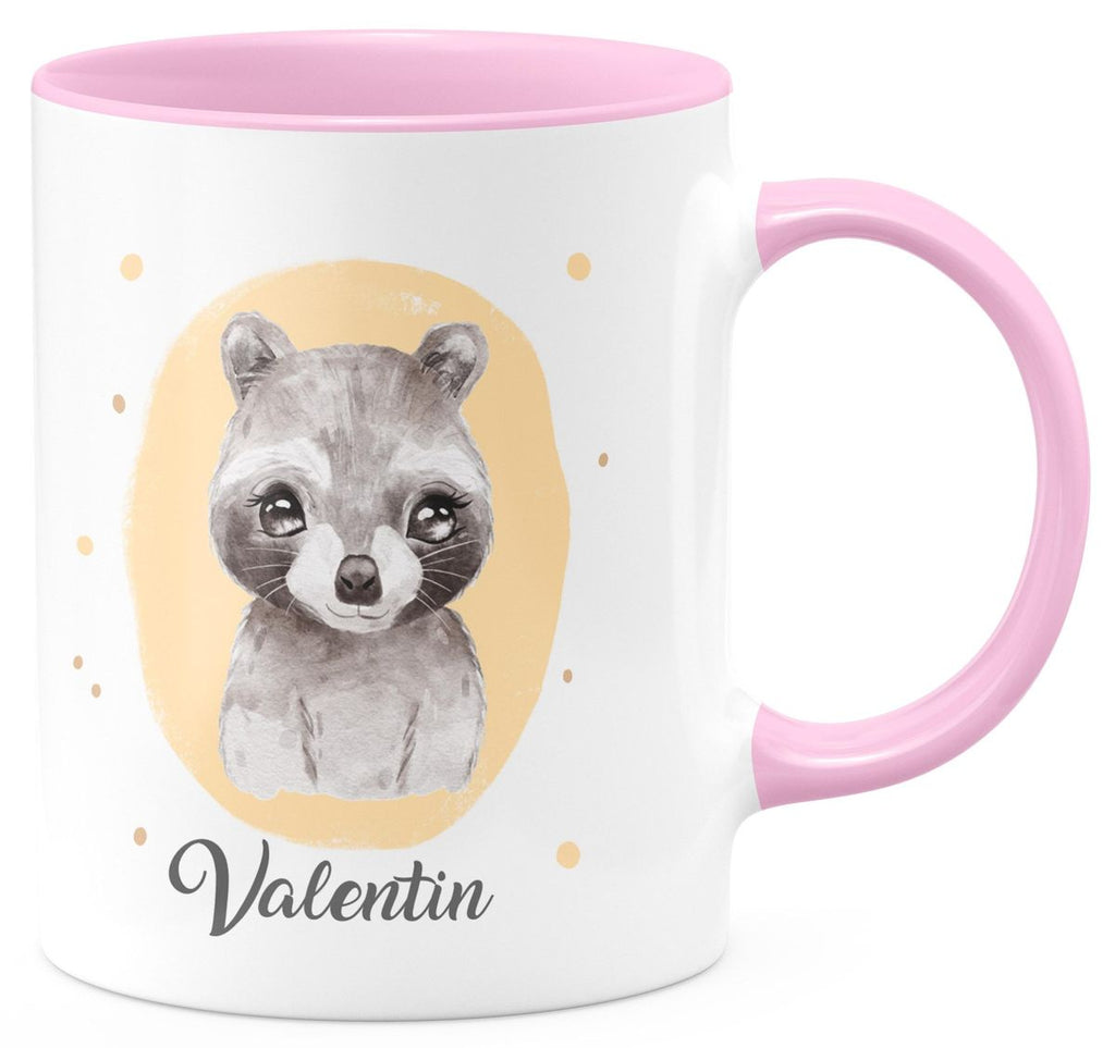 Keramik Tasse Kleiner Waschbär personalisiert mit Wunschname - von Mikalino