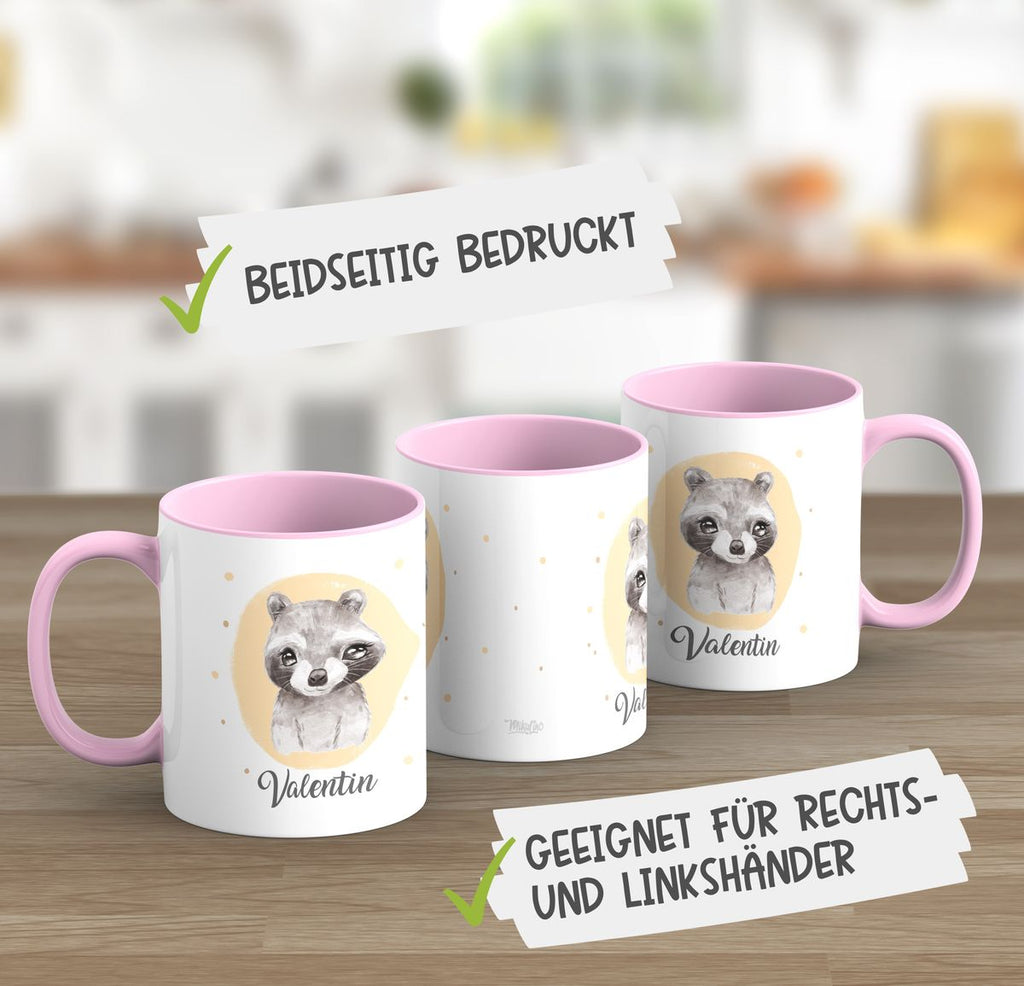 Keramik Tasse Kleiner Waschbär personalisiert mit Wunschname - von Mikalino