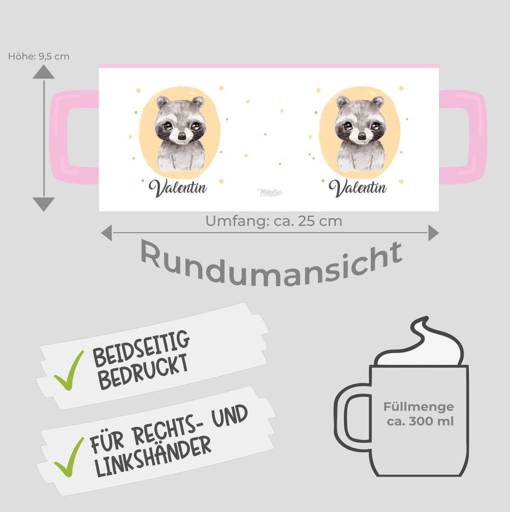 Keramik Tasse Kleiner Waschbär personalisiert mit Wunschname - von Mikalino