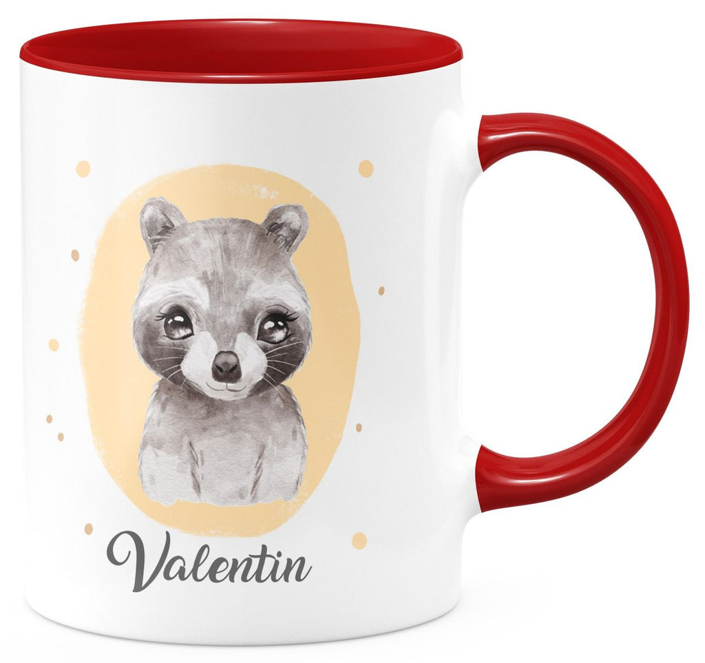 Keramik Tasse Kleiner Waschbär personalisiert mit Wunschname - von Mikalino